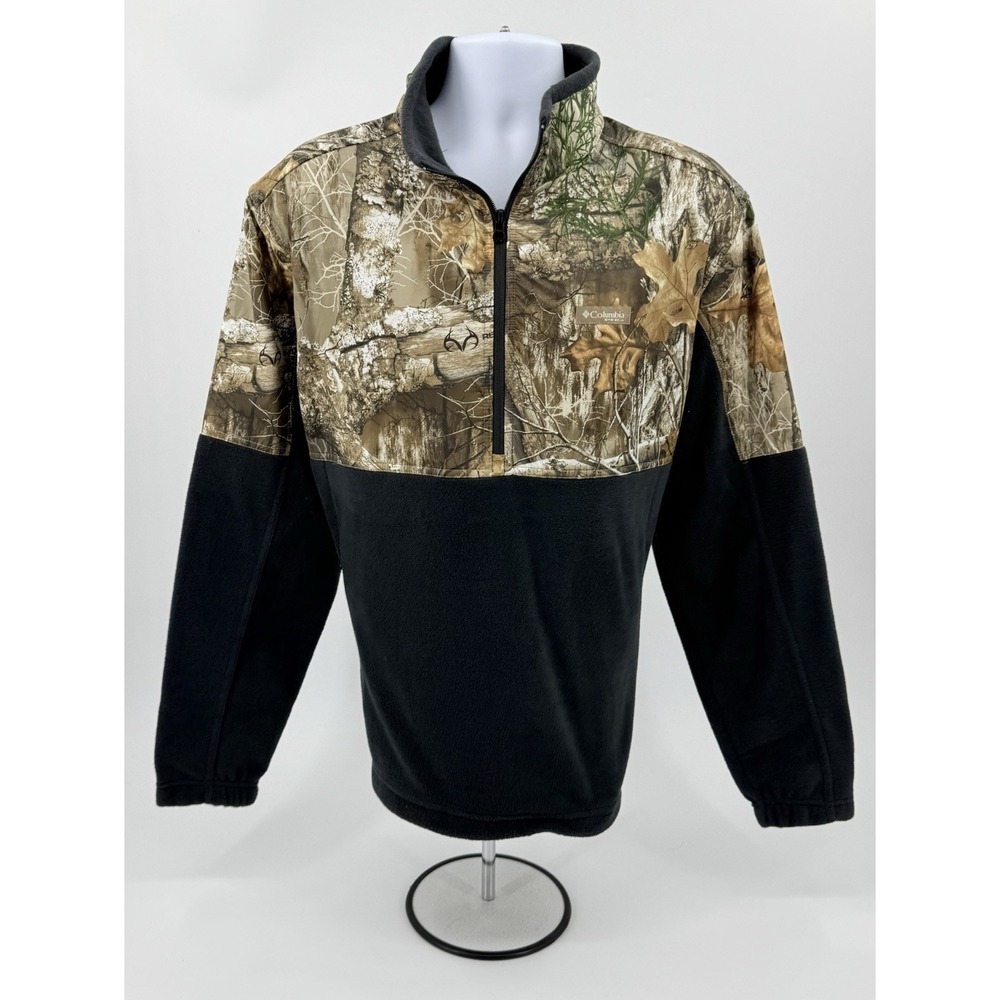 Columbia PHG Fleece Jacket Overlay 1/4 Zip Mossy Oak Realtree Edge Mens XL